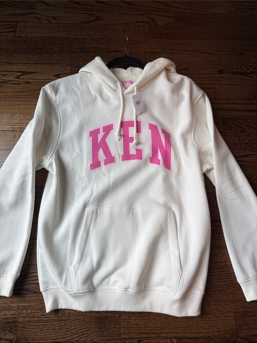 NWT KEN White Hoodie with Pink Lettering - Women's Sweatshirt